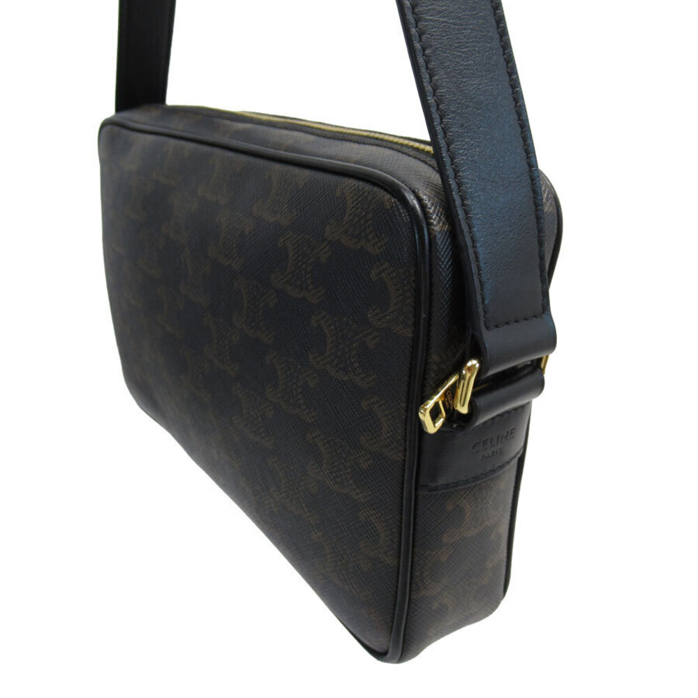 Celine Brown Bag Leather Messenger Triomphe Black Gold